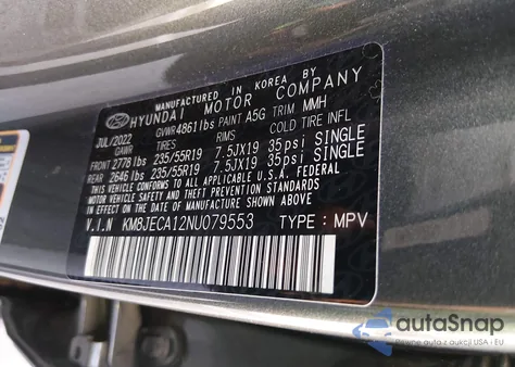 2022 Hyundai Tucson Hybrid Limited из США, поврежденный, VIN KM8JECA12NU079553